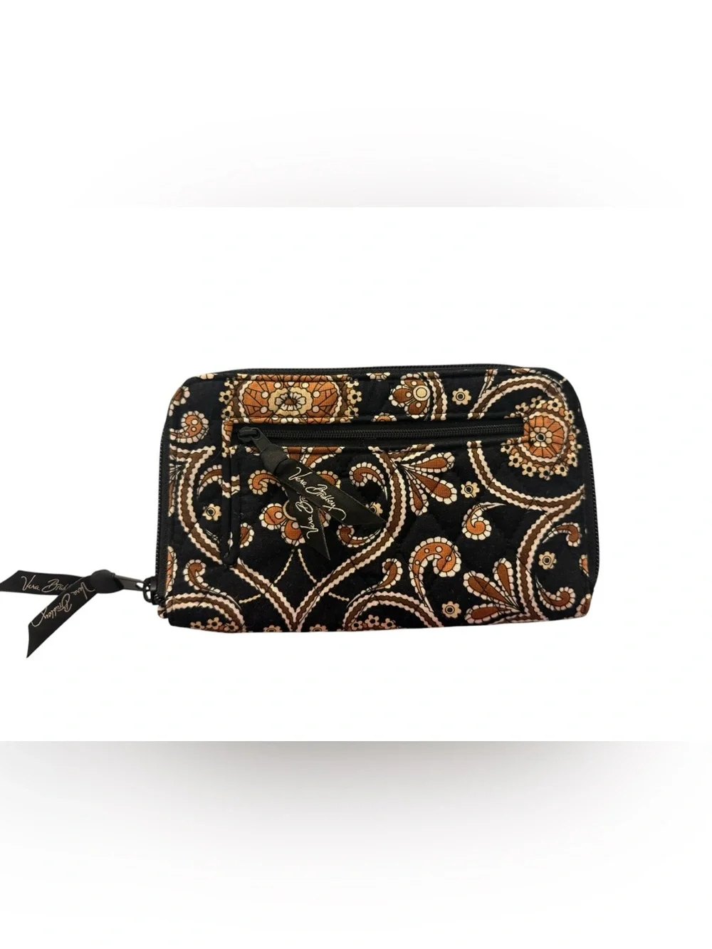 Vera Bradley Retired Cafe Caffe Latte Pattern Zip Wallet Hidden Wristlet Strap - Picture 2 of 8
